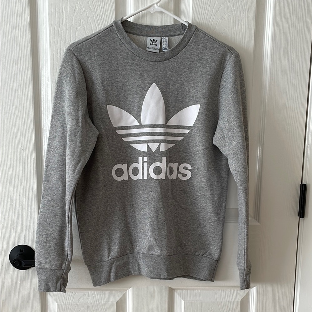 Adidas Gray Trefoil Crew Neck Long Sleeve Sweatshirt